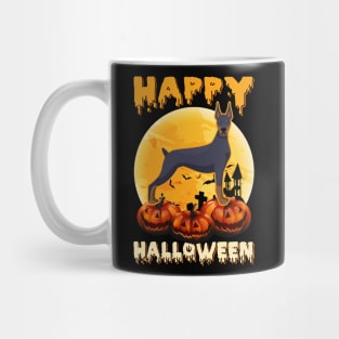 Dobermann Dog Scary Pumpkin Moon Halloween Mug